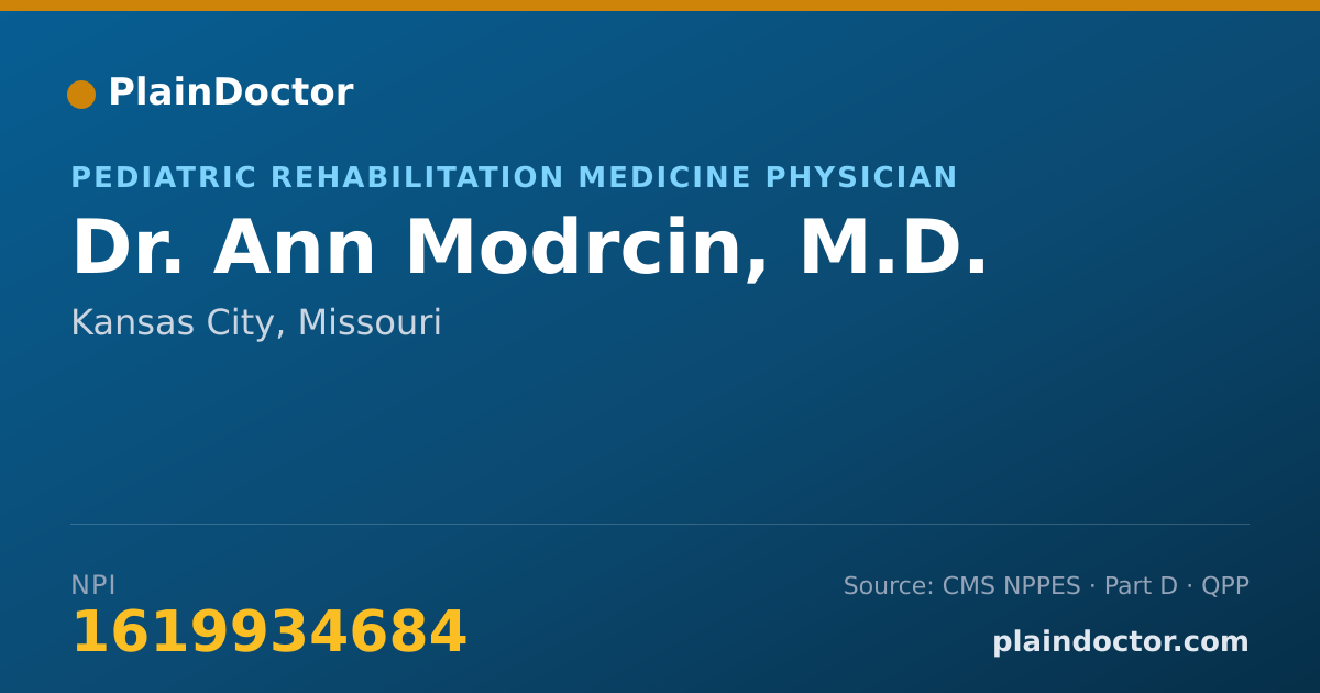 Shareable card for Ann Modrcin, M.D. - Pediatric Rehabilitation Medicine Physician, Kansas City, MO
