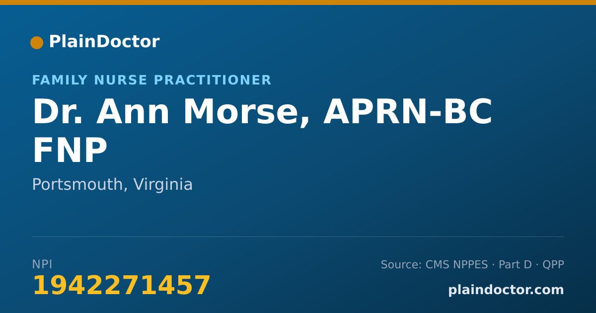 Shareable card for Ann Morse, APRN-BC FNP - Family Nurse Practitioner, Portsmouth, VA