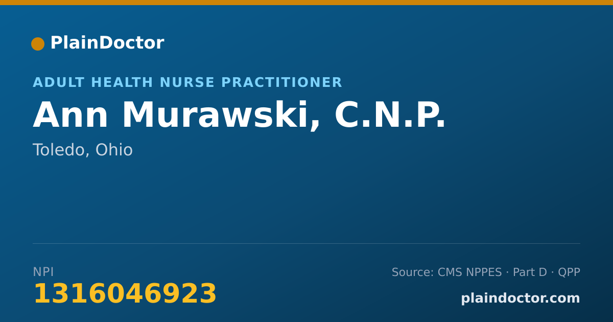 Shareable card for Ann Murawski, C.N.P. - Adult Health Nurse Practitioner, Toledo, OH