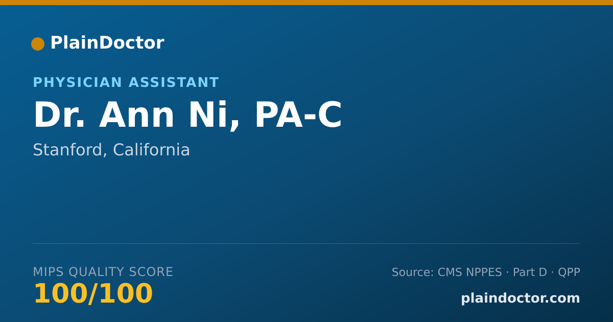 Shareable card for Ann Ni, PA-C - Physician Assistant, Stanford, CA