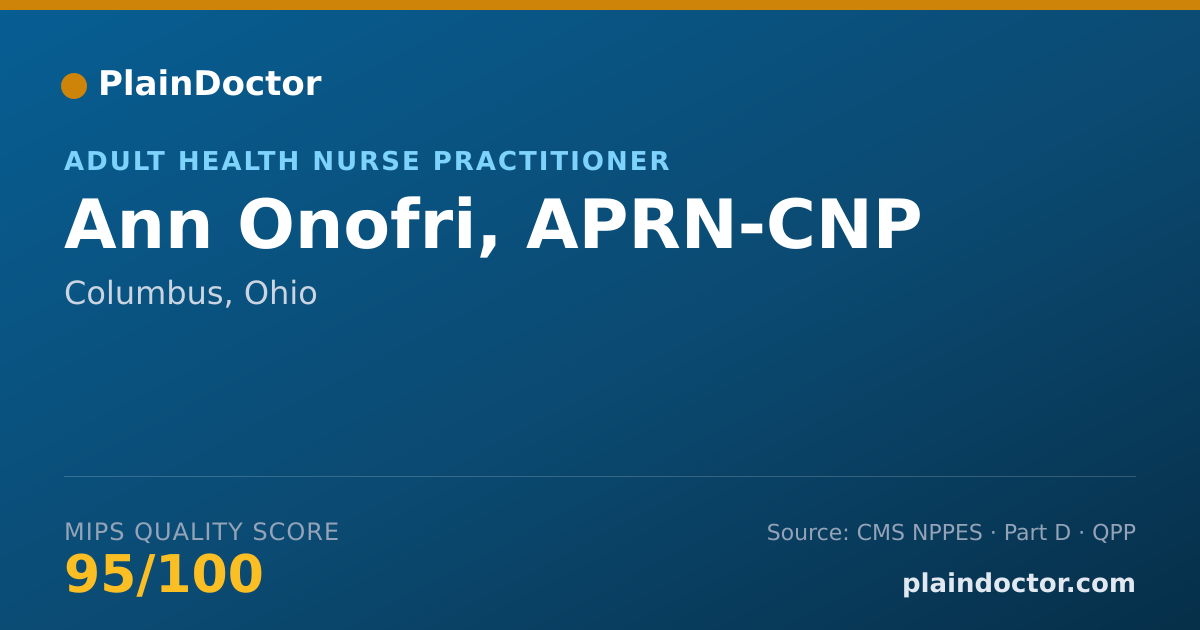Shareable card for Ann Onofri, APRN-CNP - Adult Health Nurse Practitioner, Columbus, OH