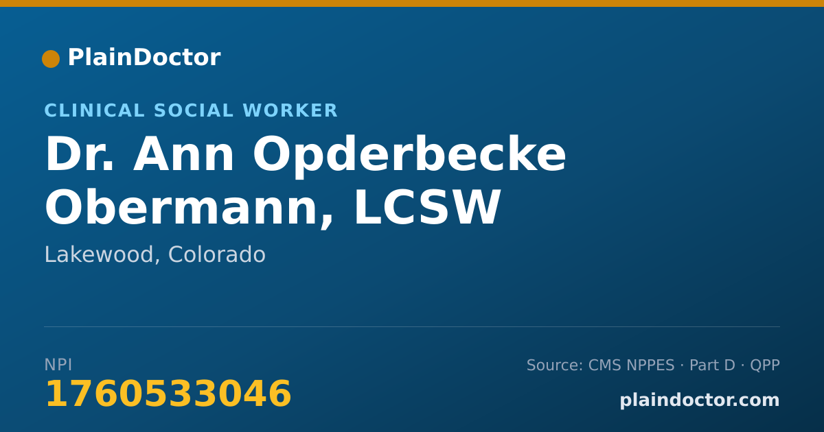 Shareable card for Ann Opderbecke Obermann, LCSW - Clinical Social Worker, Lakewood, CO