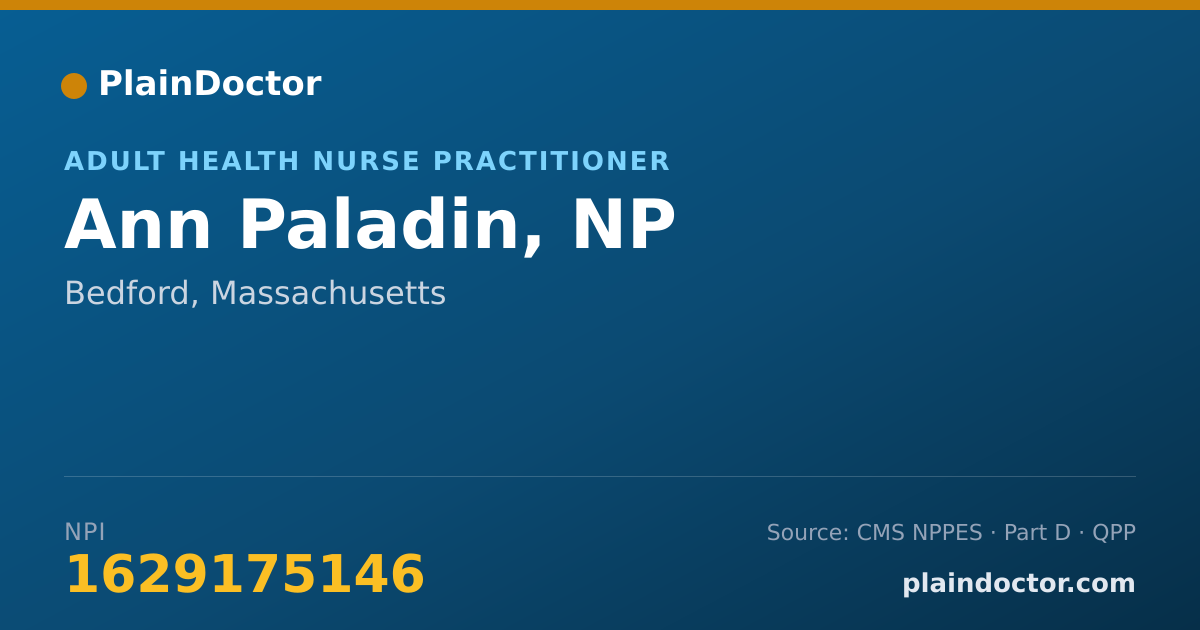 Shareable card for Ann Paladin, NP - Adult Health Nurse Practitioner, Bedford, MA