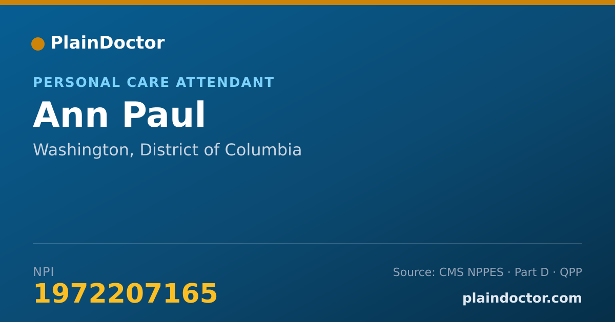 Shareable card for Ann Paul - Personal Care Attendant, Washington, DC
