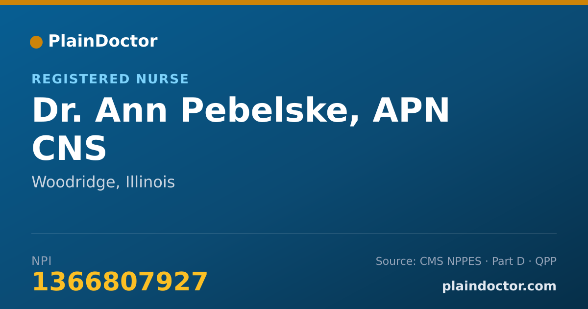Shareable card for Ann Pebelske, APN CNS - Registered Nurse, Woodridge, IL