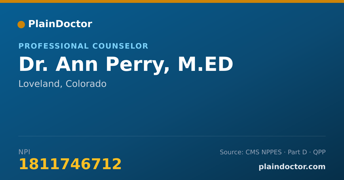 Shareable card for Ann Perry, M.ED - Professional Counselor, Loveland, CO