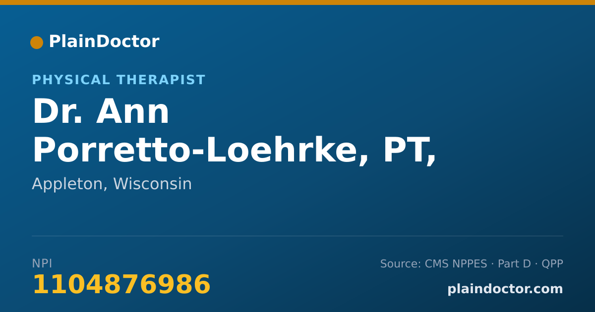 Shareable card for Ann Porretto-Loehrke, PT, DPT, CHT, COMT - Physical Therapist, Appleton, WI