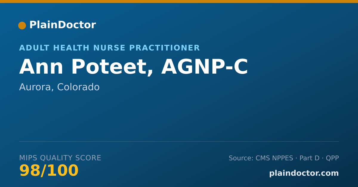 Shareable card for Ann Poteet, AGNP-C - Adult Health Nurse Practitioner, Aurora, CO