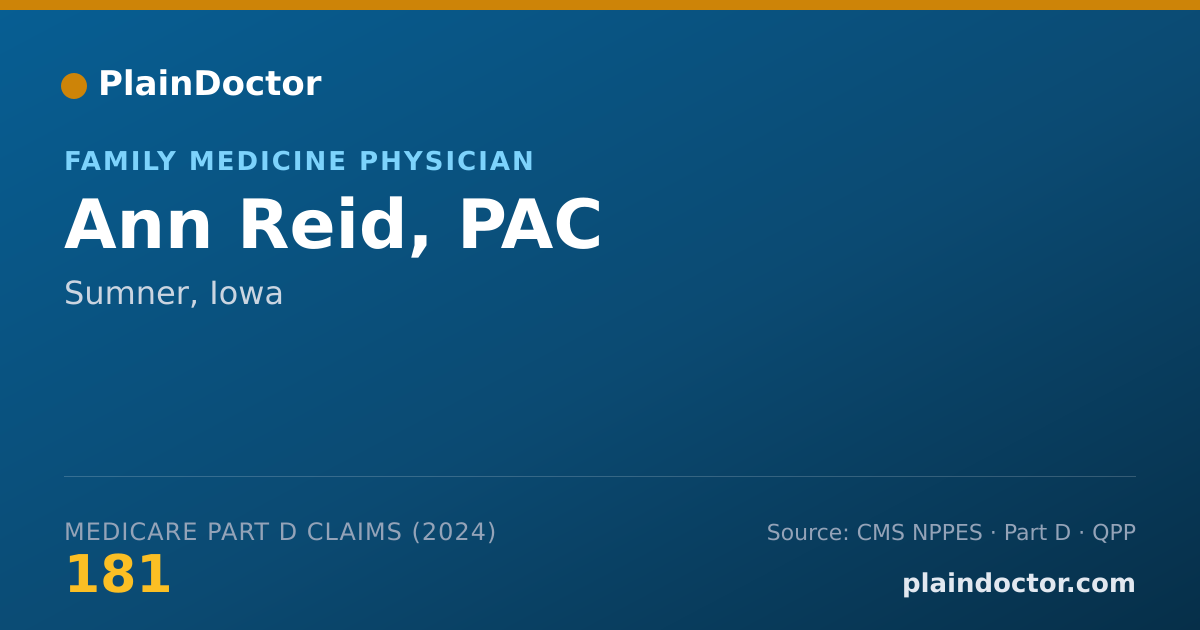 Shareable card for Ann Reid, PAC - Family Medicine Physician, Sumner, IA