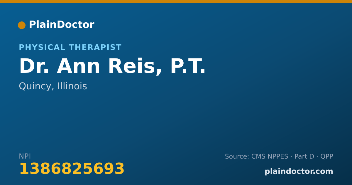 Shareable card for Ann Reis, P.T. - Physical Therapist, Quincy, IL