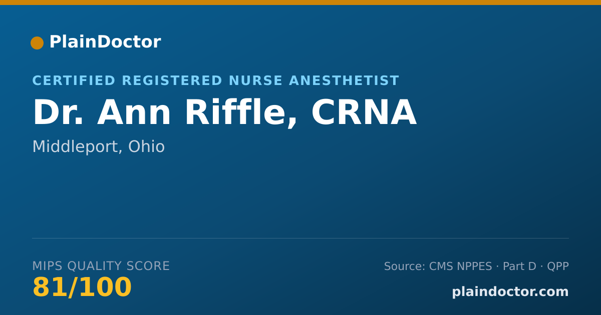 Shareable card for Ann Riffle, CRNA - Certified Registered Nurse Anesthetist, Middleport, OH