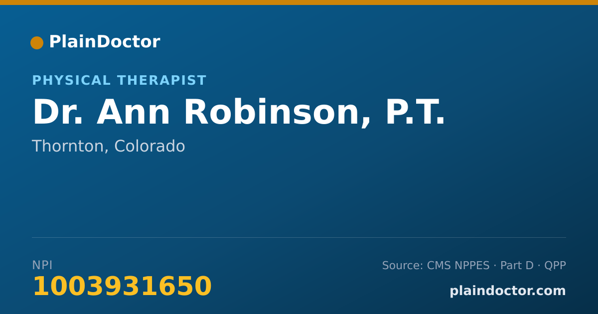 Shareable card for Ann Robinson, P.T. - Physical Therapist, Thornton, CO