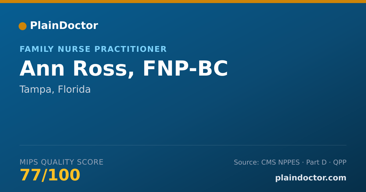Shareable card for Ann Ross, FNP-BC - Family Nurse Practitioner, Tampa, FL