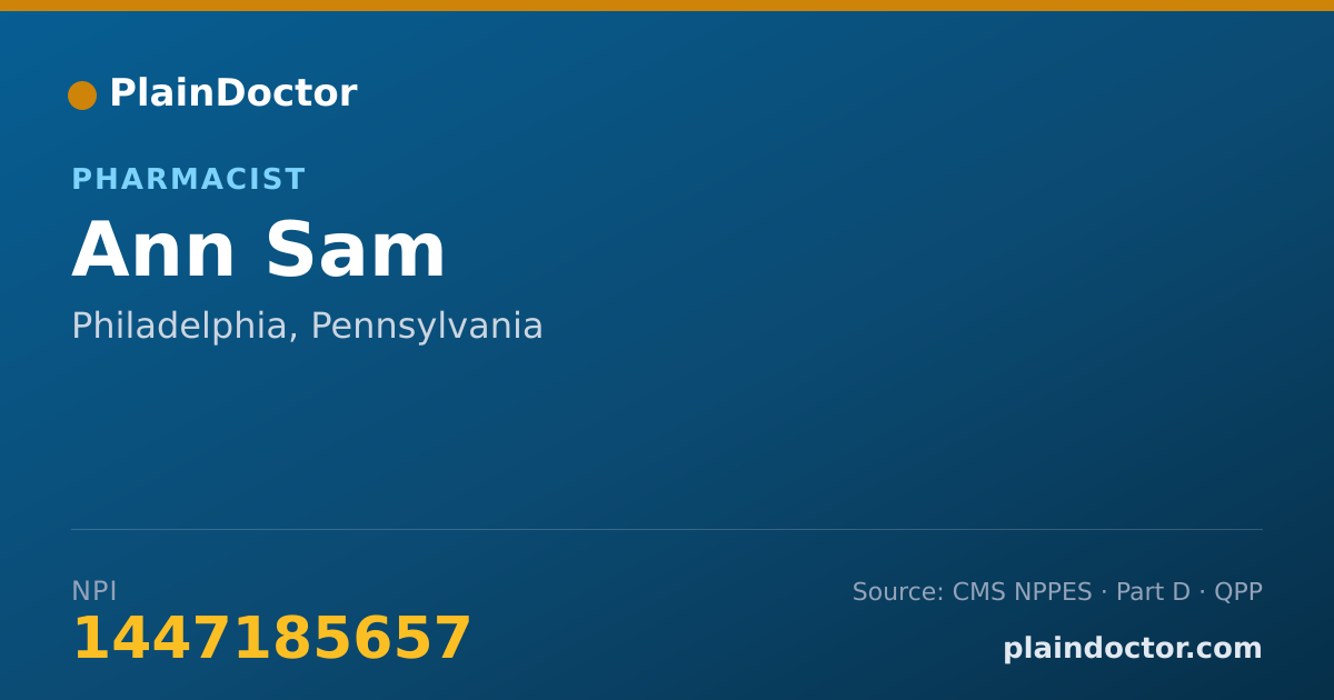 Shareable card for Ann Sam - Pharmacist, Philadelphia, PA