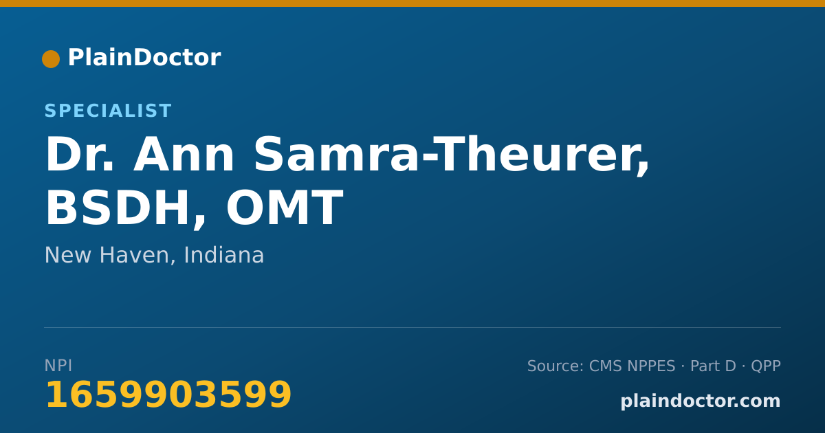Shareable card for Ann Samra-Theurer, BSDH, OMT - Specialist, New Haven, IN