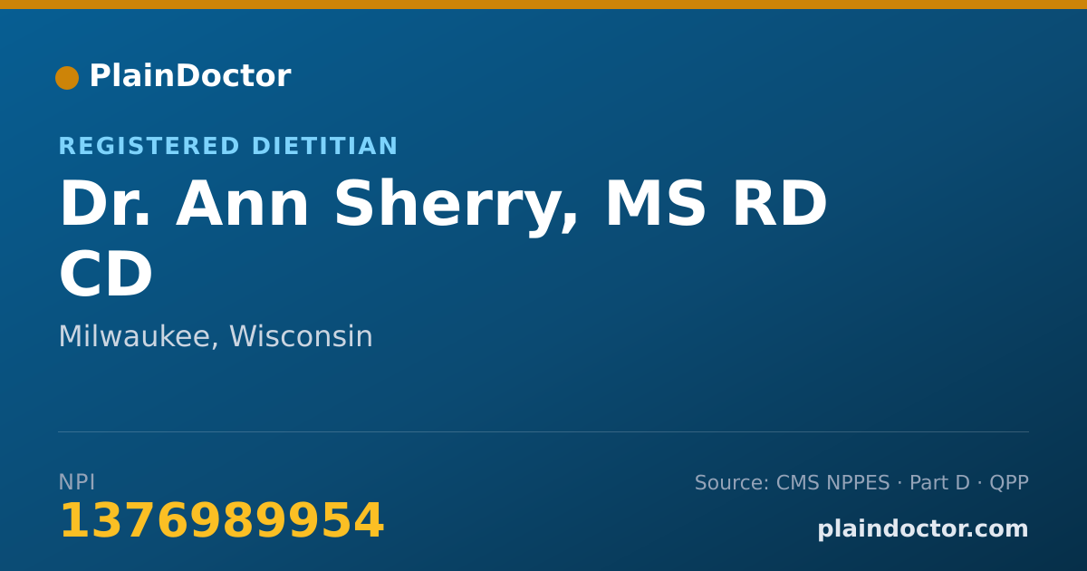 Shareable card for Ann Sherry, MS RD CD - Registered Dietitian, Milwaukee, WI