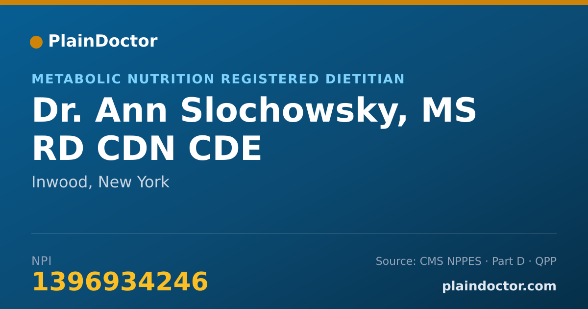 Shareable card for Ann Slochowsky, MS RD CDN CDE - Metabolic Nutrition Registered Dietitian, Inwood, NY