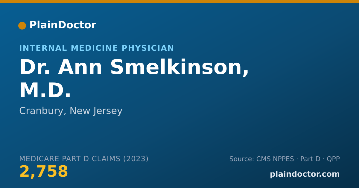 Shareable card for Ann Smelkinson, M.D. - Internal Medicine Physician, Cranbury, NJ