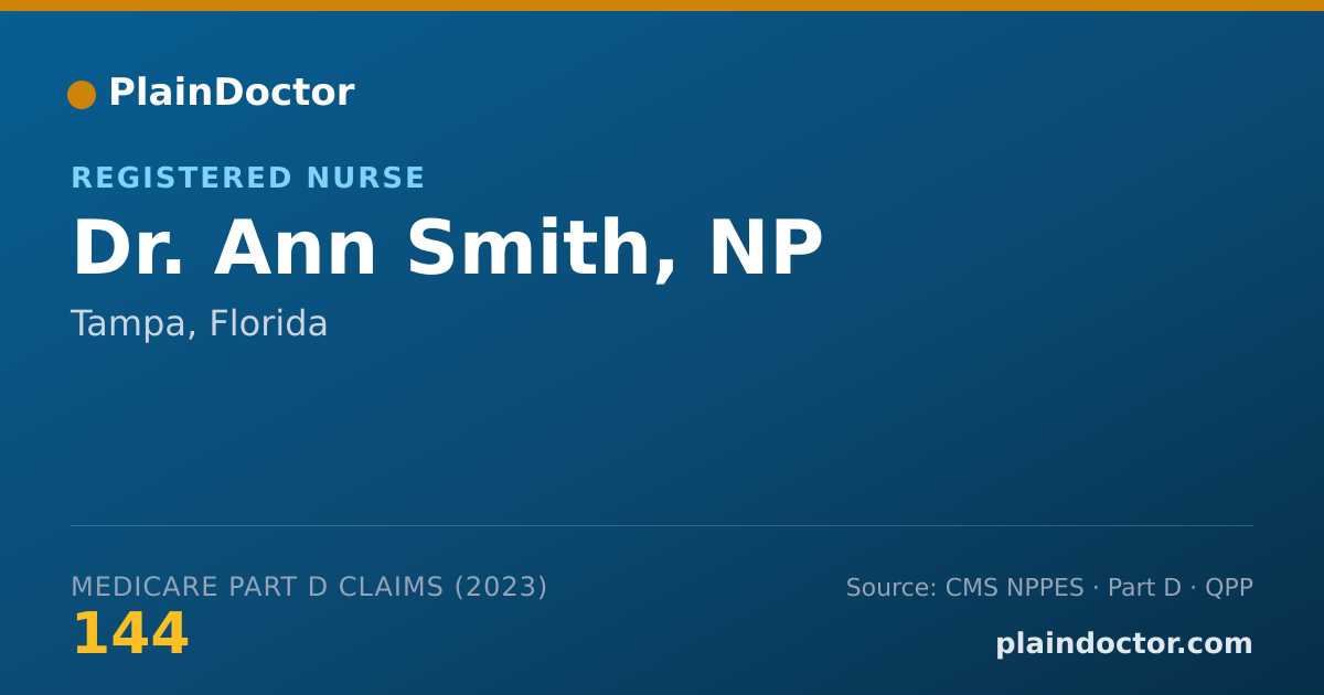 Shareable card for Ann Smith, NP - Registered Nurse, Tampa, FL