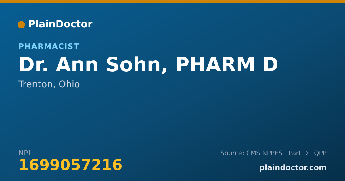 Shareable card for Ann Sohn, PHARM D - Pharmacist, Trenton, OH