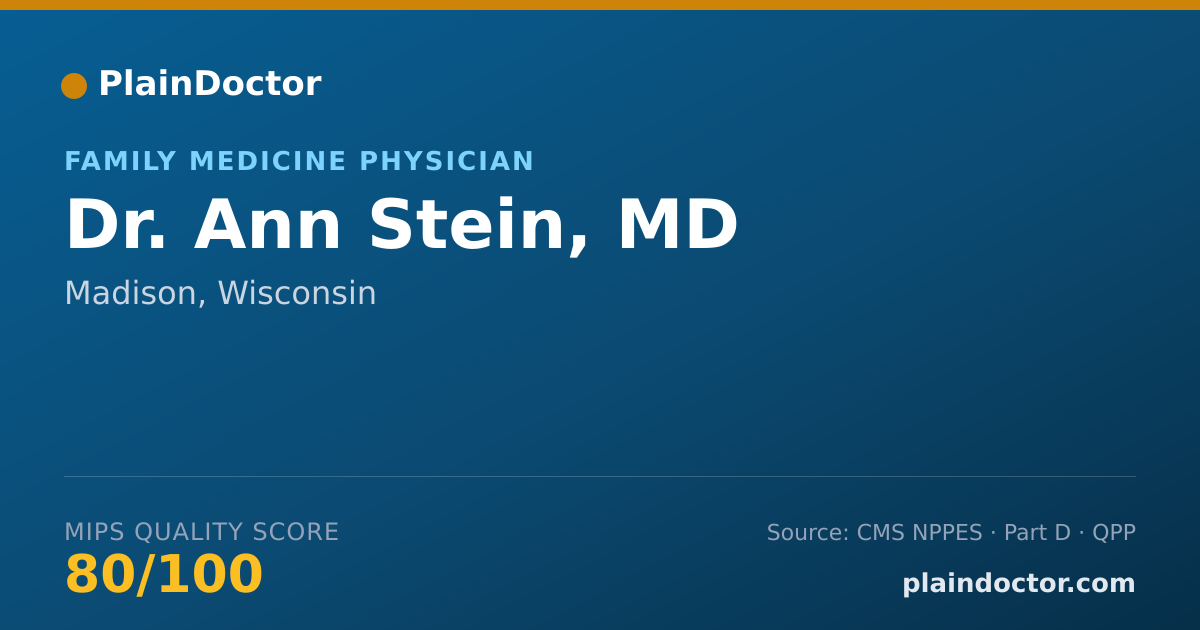 Shareable card for Ann Stein, MD - Family Medicine Physician, Madison, WI