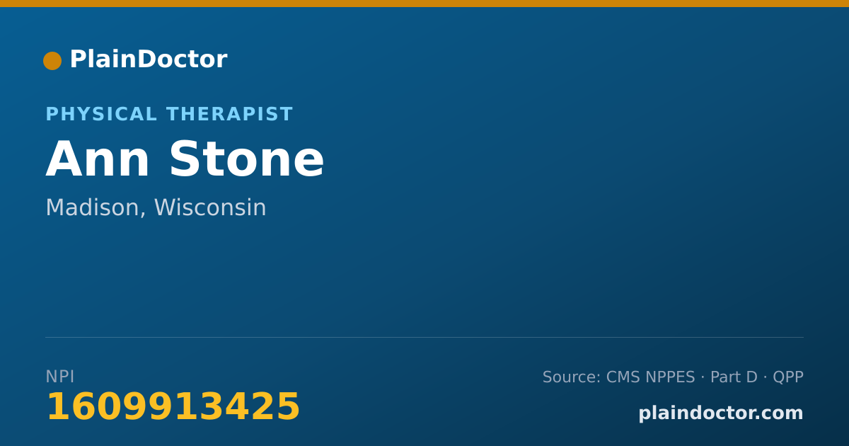 Shareable card for Ann Stone - Physical Therapist, Madison, WI