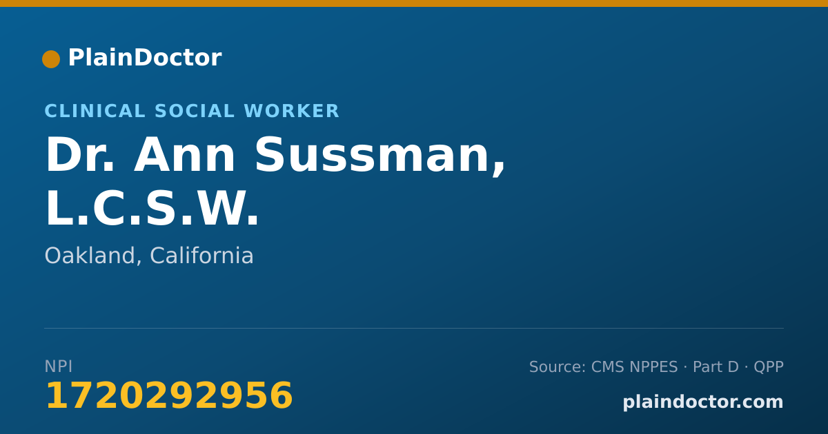 Shareable card for Ann Sussman, L.C.S.W. - Clinical Social Worker, Oakland, CA
