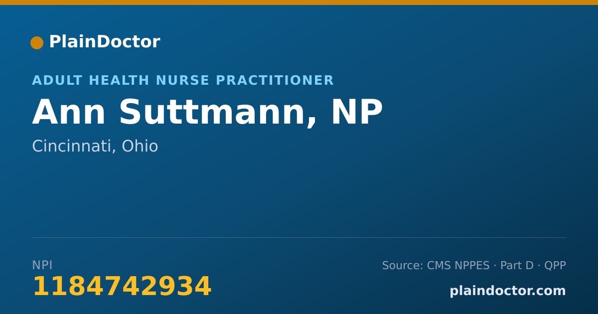 Shareable card for Ann Suttmann, NP - Adult Health Nurse Practitioner, Cincinnati, OH