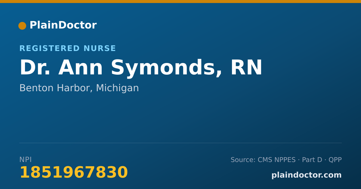 Shareable card for Ann Symonds, RN - Registered Nurse, Benton Harbor, MI