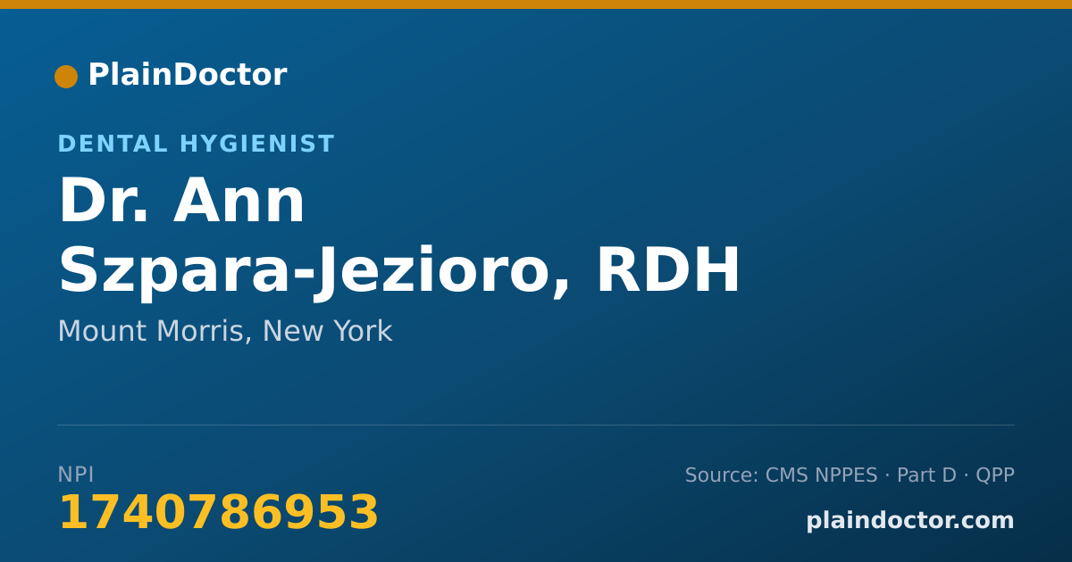 Shareable card for Ann Szpara-Jezioro, RDH - Dental Hygienist, Mount Morris, NY