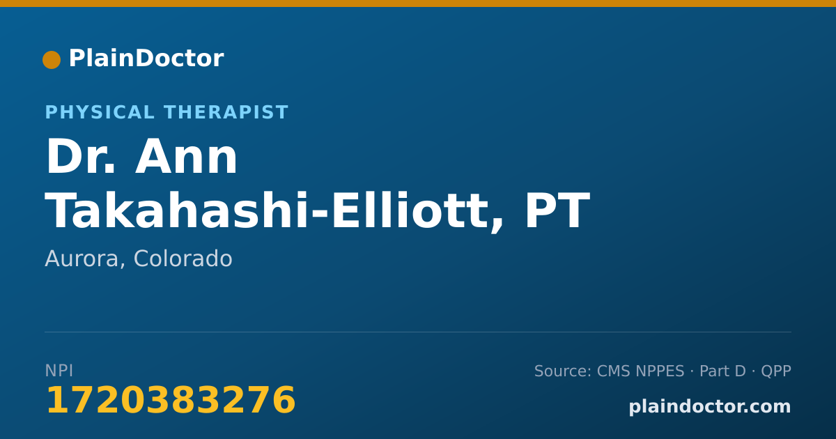 Shareable card for Ann Takahashi-Elliott, PT - Physical Therapist, Aurora, CO