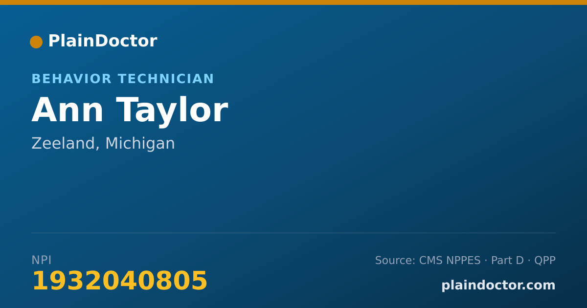Shareable card for Ann Taylor - Behavior Technician, Zeeland, MI