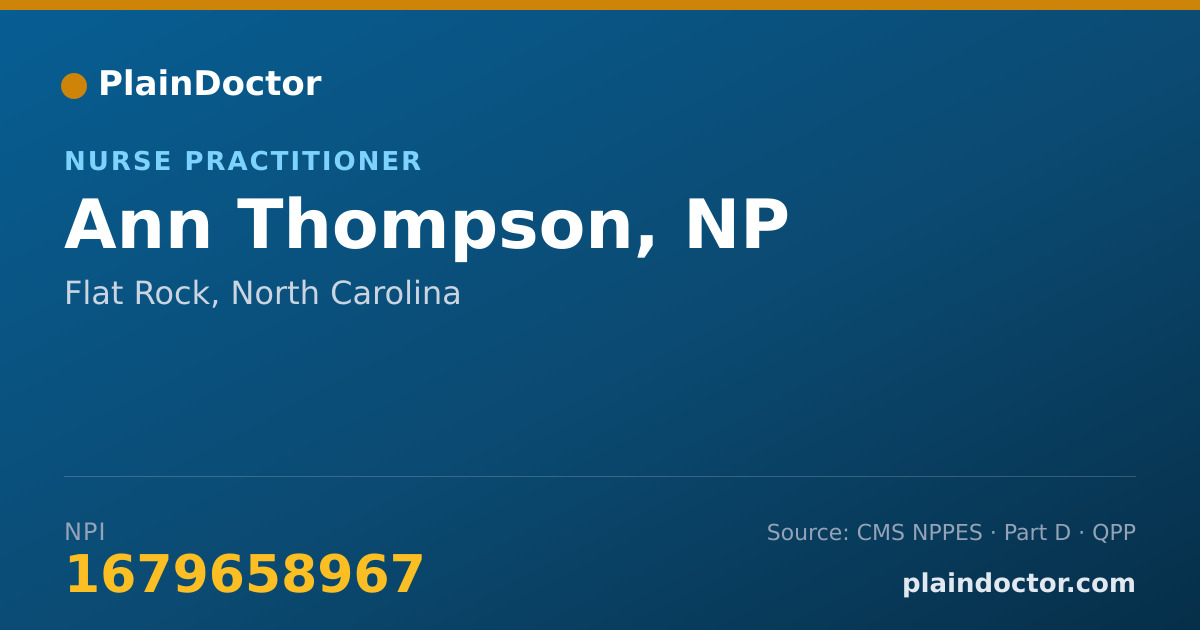 Shareable card for Ann Thompson, NP - Nurse Practitioner, Flat Rock, NC