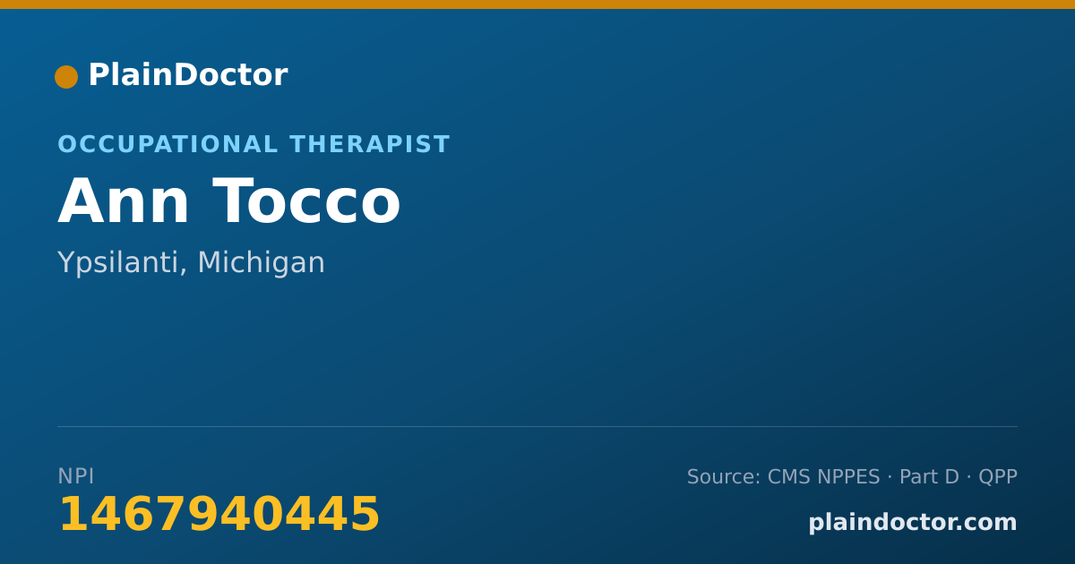 Shareable card for Ann Tocco - Occupational Therapist, Ypsilanti, MI