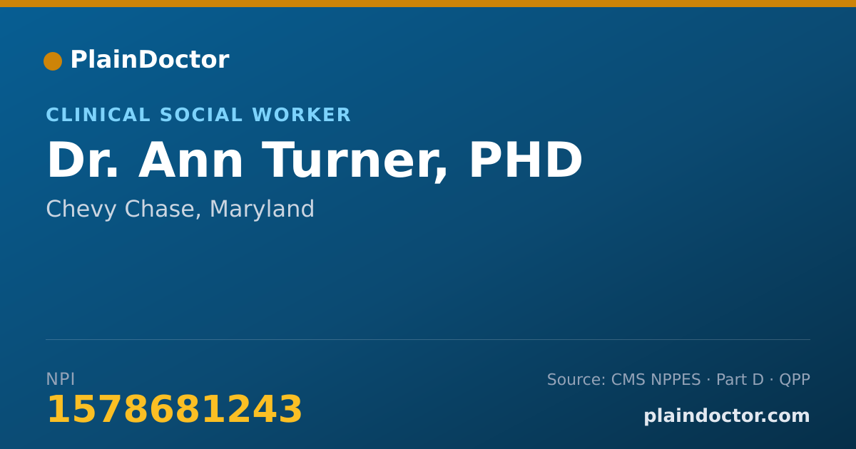Shareable card for Ann Turner, PHD - Clinical Social Worker, Chevy Chase, MD
