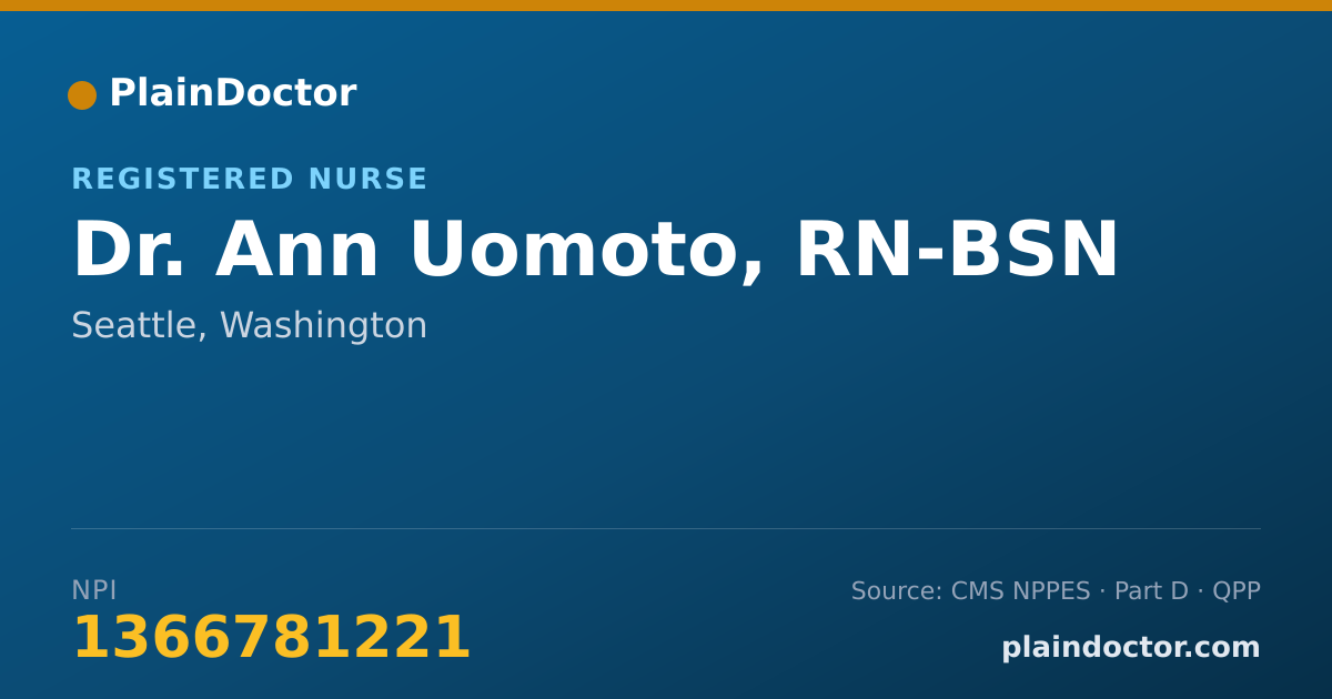 Shareable card for Ann Uomoto, RN-BSN - Registered Nurse, Seattle, WA