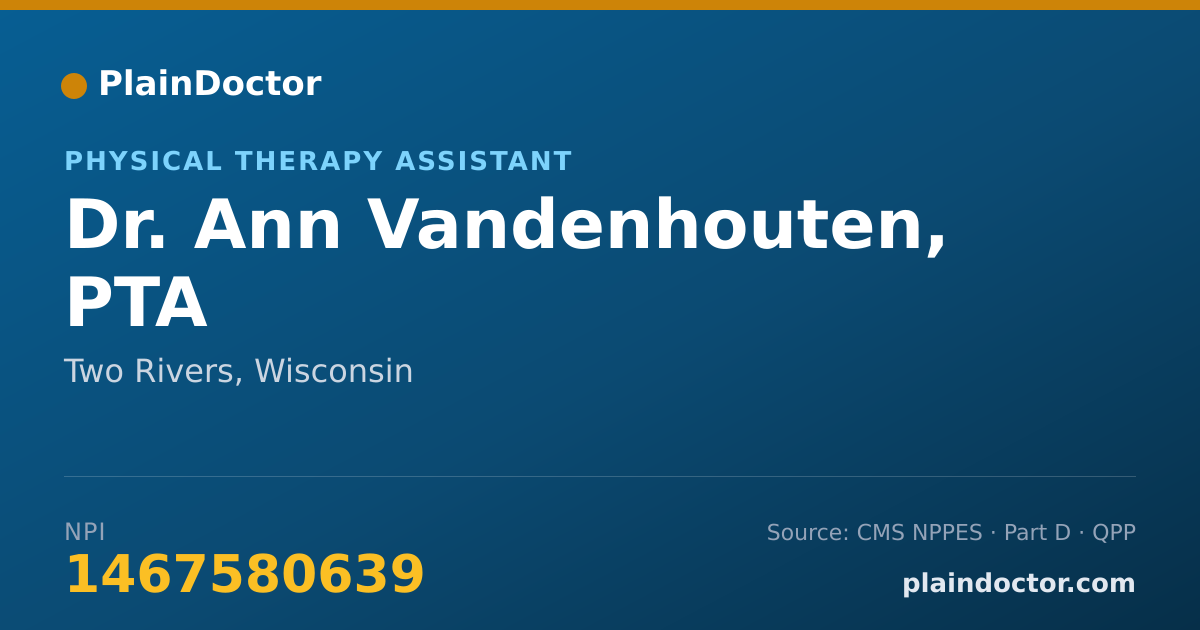 Shareable card for Ann Vandenhouten, PTA - Physical Therapy Assistant, Two Rivers, WI