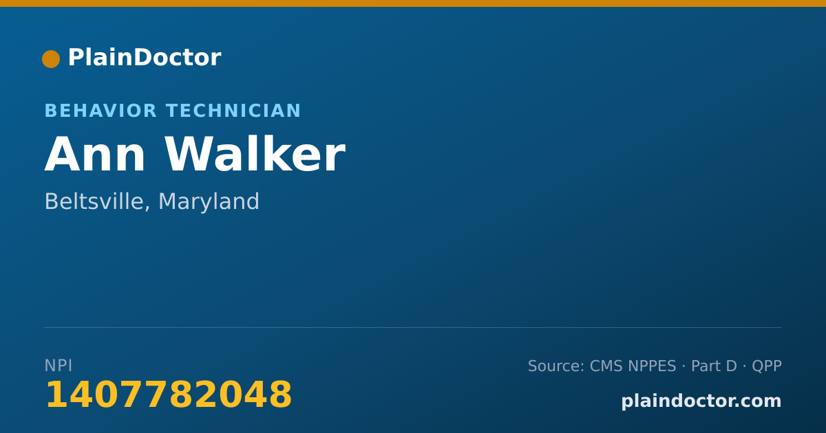 Shareable card for Ann Walker - Behavior Technician, Beltsville, MD