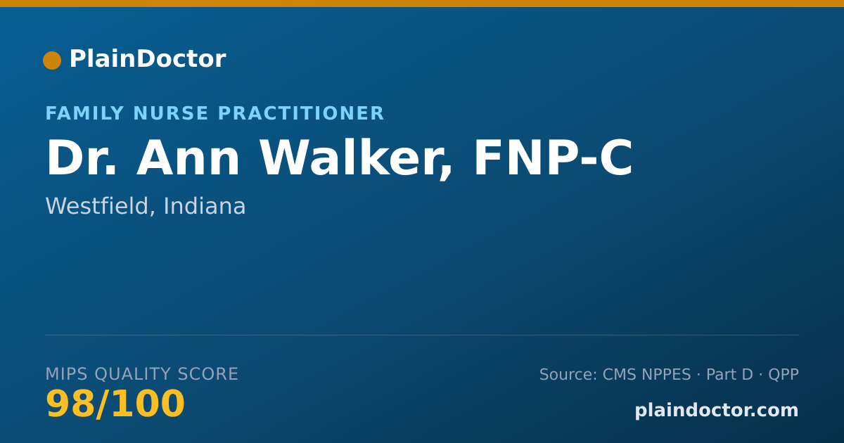 Shareable card for Ann Walker, FNP-C - Family Nurse Practitioner, Westfield, IN