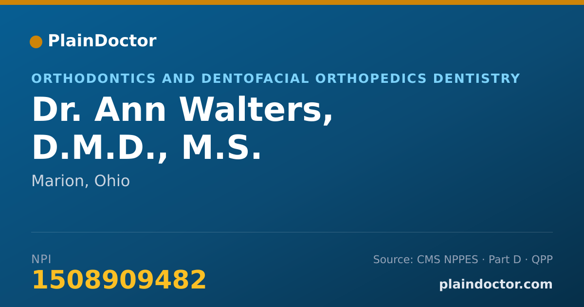 Shareable card for Ann Walters, D.M.D., M.S. - Orthodontics and Dentofacial Orthopedics Dentistry, Marion, OH