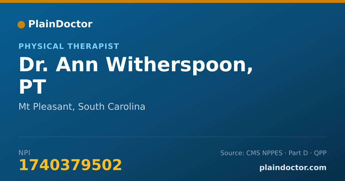 Shareable card for Ann Witherspoon, PT - Physical Therapist, Mt Pleasant, SC