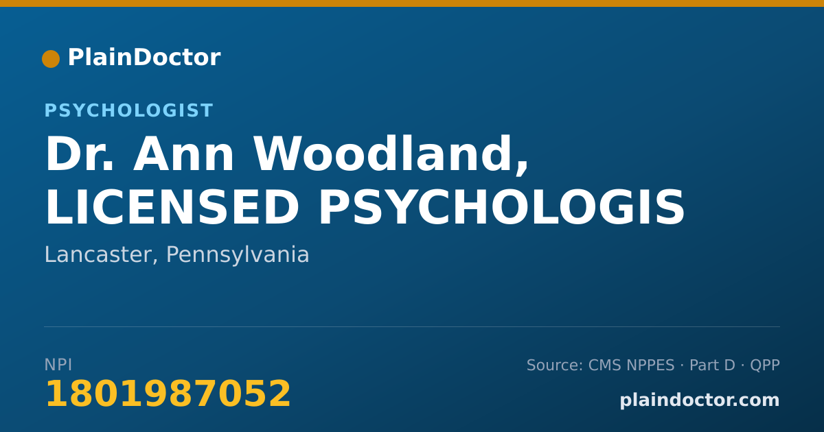 Shareable card for Ann Woodland, LICENSED PSYCHOLOGIS - Psychologist, Lancaster, PA