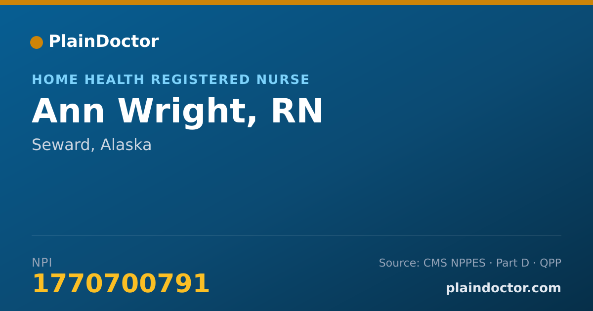 Shareable card for Ann Wright, RN - Home Health Registered Nurse, Seward, AK
