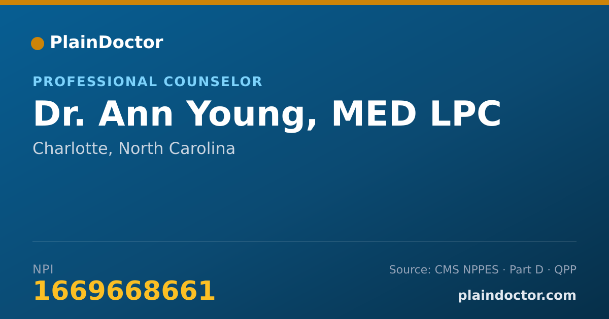 Shareable card for Ann Young, MED LPC - Professional Counselor, Charlotte, NC