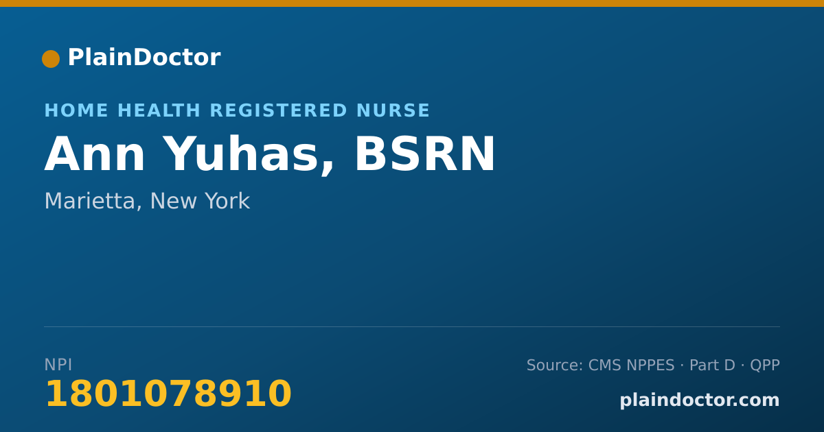 Shareable card for Ann Yuhas, BSRN - Home Health Registered Nurse, Marietta, NY