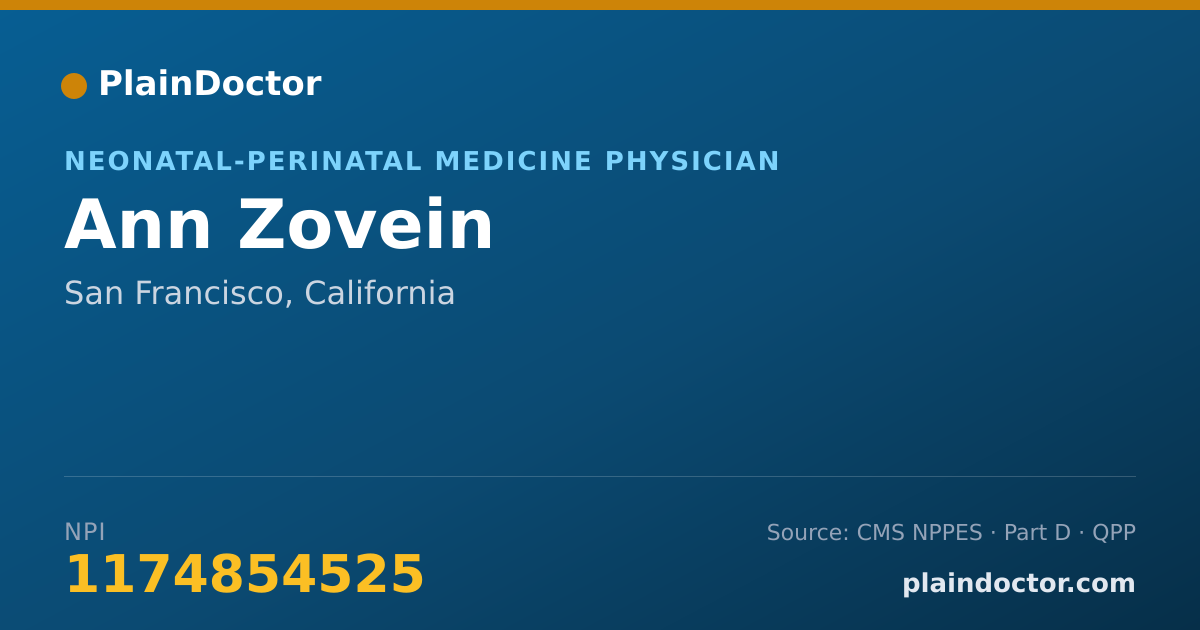 Shareable card for Ann Zovein - Neonatal-Perinatal Medicine Physician, San Francisco, CA