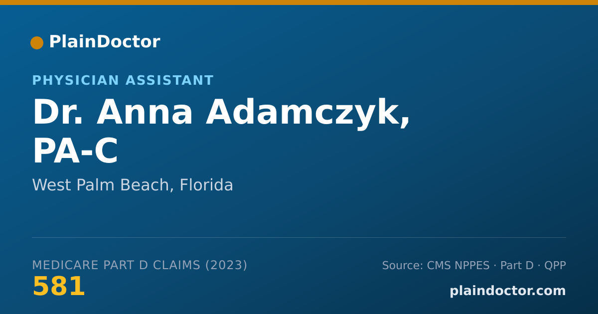 Shareable card for Anna Adamczyk, PA-C - Physician Assistant, West Palm Beach, FL