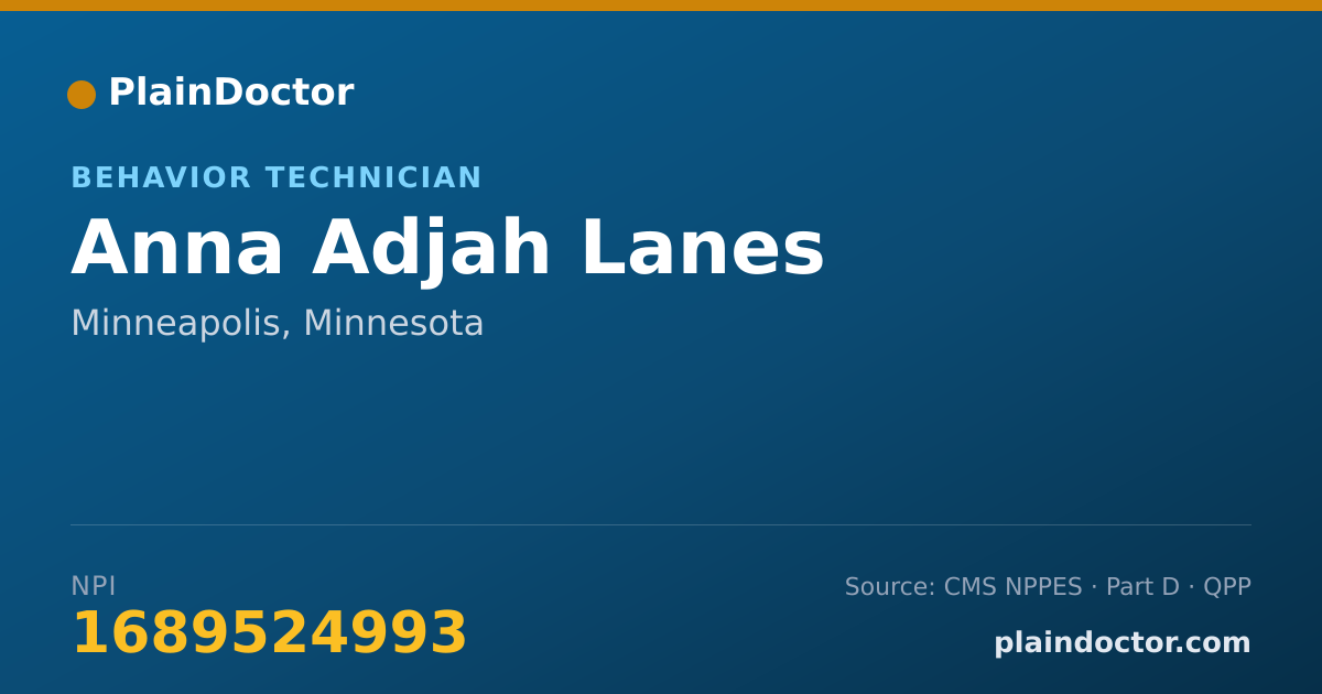 Shareable card for Anna Adjah Lanes - Behavior Technician, Minneapolis, MN