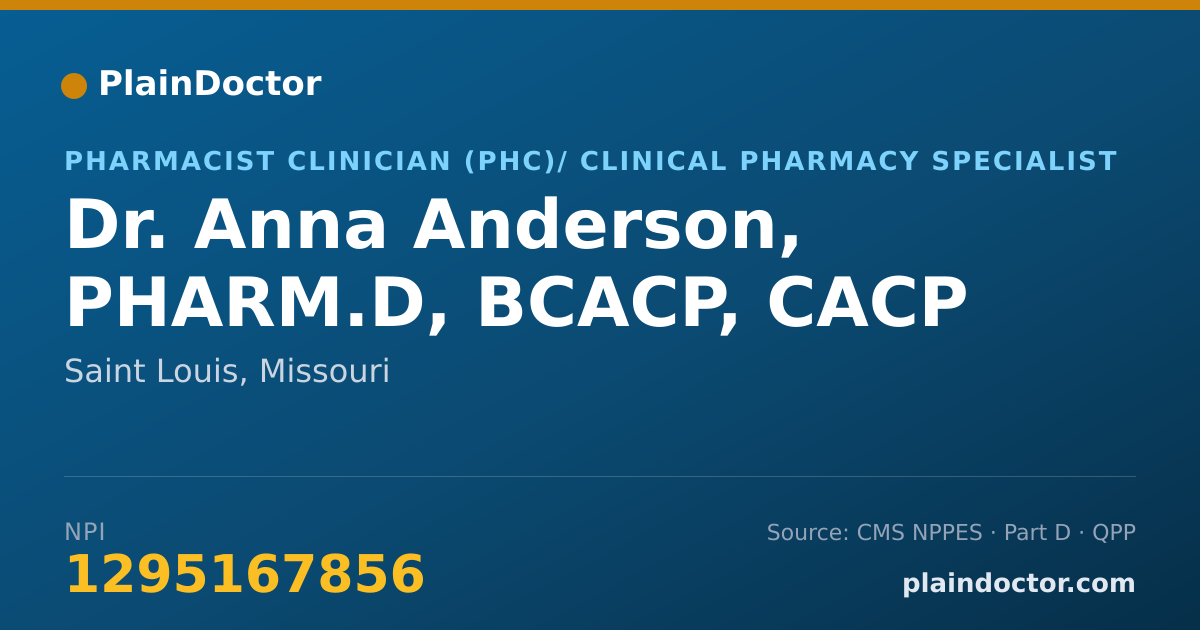 Shareable card for Anna Anderson, PHARM.D, BCACP, CACP - Pharmacist, Saint Louis, MO
