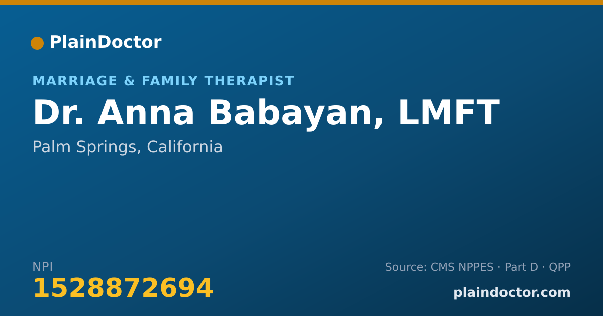 Shareable card for Anna Babayan, LMFT - Marriage & Family Therapist, Palm Springs, CA